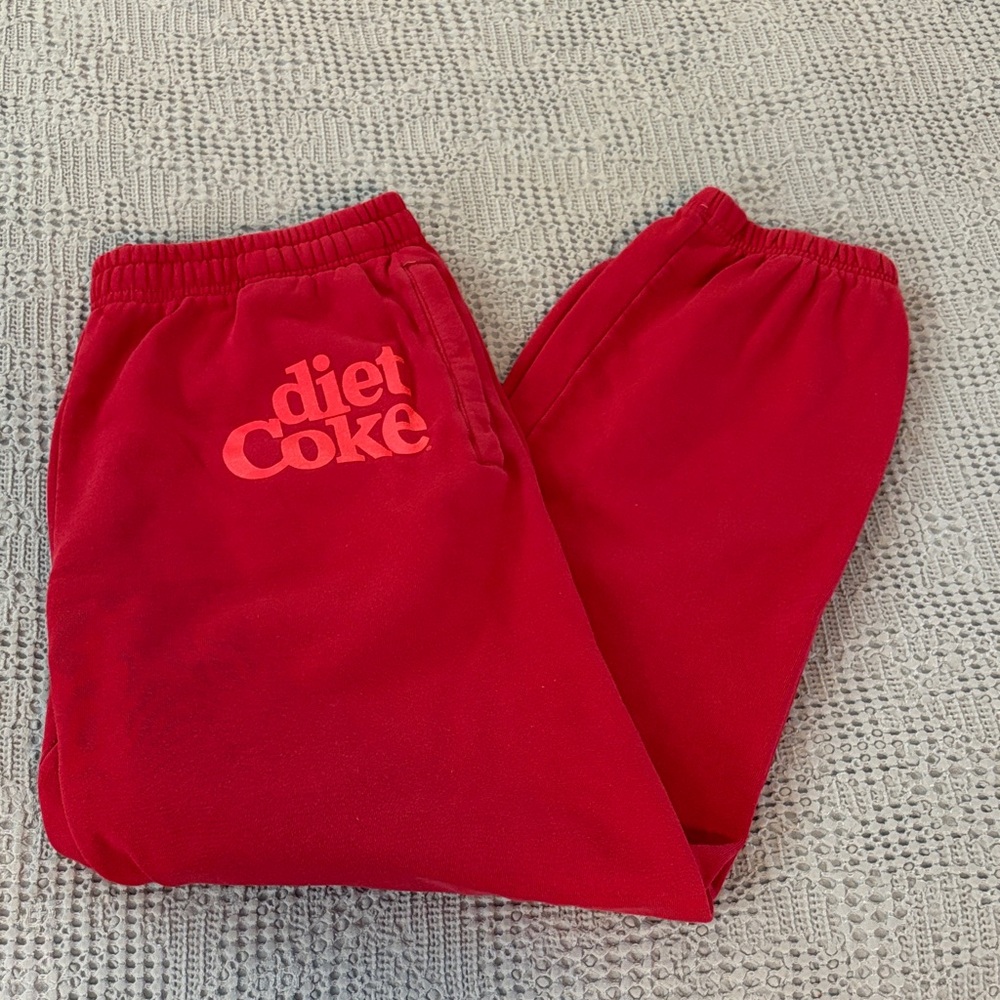 Diet Coke Stoney Clover Lane collaboration sweatpants Red Joggers L/XL